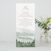 Invitation Foggy Pine Tree Mountain Wedding Menu Card (Debout devant)