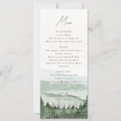 Invitation Foggy Pine Tree Mountain Wedding Menu Card (Devant)