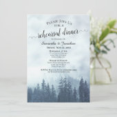 Invitation Foggy Pine Woods Blue Mariage Répétition et dîner (Debout devant)