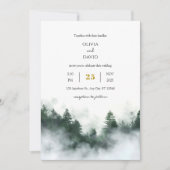 Invitation Foggy Seaside Green Woodland Forest Beach Mariage (Devant)