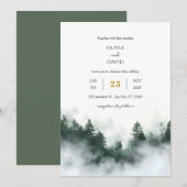 Invitation Foggy Seaside Green Woodland Forest Beach Mariage (Devant / Derrière)