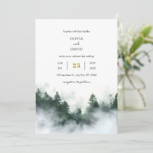 Invitation Foggy Seaside Green Woodland Forest Beach Mariage