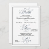 Invitation Foi Bleue Ardoise Espérance Amour Mariage chrétien (Devant / Derrière)