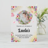 Invitation Foi lutteuse : Baptême papillon moderne photo (Debout devant)