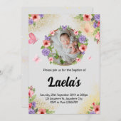 Invitation Foi lutteuse : Baptême papillon moderne photo (Devant / Derrière)