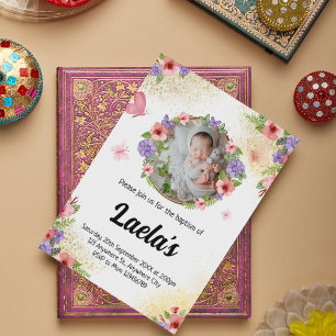 Invitation Foi lutteuse : Baptême papillon moderne photo