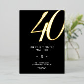 Invitation Foil 40e anniversaire personnalisable (Debout devant)