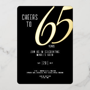 Invitation Foil 65e anniversaire sur Black