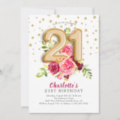 Invitation Foil Balloon Floral 21E Anniversaire (Devant)