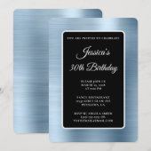 Invitation Foil bleu clair noir et blanc 30e anniversaire (Devant / Derrière)