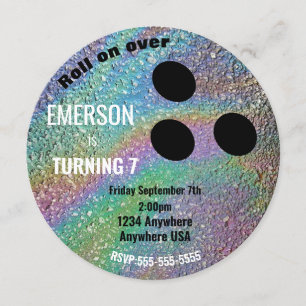 Invitation FOIL BOWLING BALL, bowling, fête d'anniversaire Gl