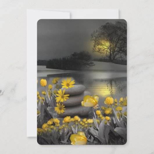 Invitation Foil- Gris et jaune texte Enregistrer la date (Dos)