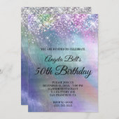 Invitation Foil Iridescente et Parties scintillant étincelant (Devant / Derrière)
