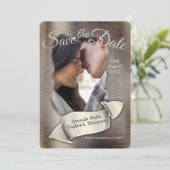 Invitation Foil-or-argent-laiton Enregistrer la date (Debout devant)