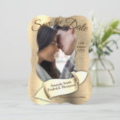 Invitation Foil-or-argent-laiton Enregistrer la date (Debout devant)