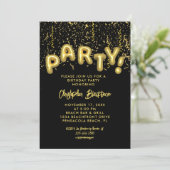 Invitation Foil Party Black & Gold élégant Anniversaire (Debout devant)