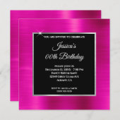 Invitation Foil rose chaud argent et noir anniversaire (Devant / Derrière)