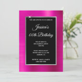 Invitation Foil rose chaud argent et noir anniversaire (Debout devant)