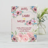 Invitation Foilée pour Mariage de Péonie Antique Bubbly (Debout devant)