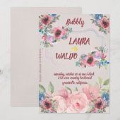 Invitation Foilée pour Mariage de Péonie Antique Bubbly (Devant / Derrière)