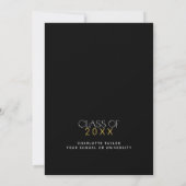 Invitation Fois moderne Black Gold Yay Grad Graduation Party (Dos)