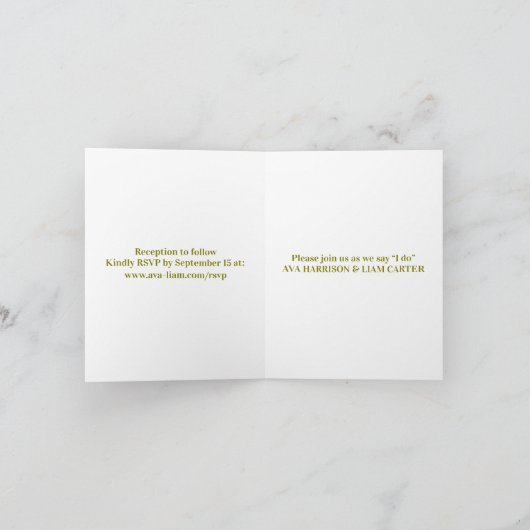 Invitation Folded Card, Modern Elegant, Editable Names (Intérieur)