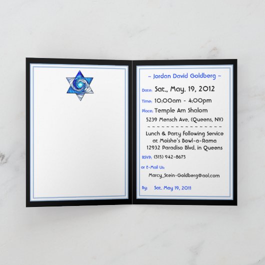 Invitation Folded Modern Bar Mitzvah (Intérieur)