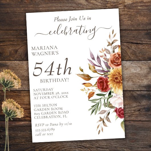 Invitation Foliage Automne Couleurs Automne Blanc Anniversair