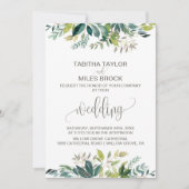 Invitation Foliage avec Mariage de support de couronne Monogr (Devant)