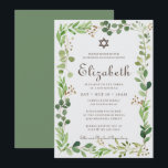 Invitation Foliage Bat mitzvah classique à l'aquarelle<br><div class="desc">Composé d'élégantes typographies de scénario serif et cursive sur un cadre botanique verdoyant vert verdoyant. 

Il est conçu par Select Party Supplies,  exclusif pour Zazzle.

Disponible ici :http://www.zazzle.com/store/selectpartysupplies</div>