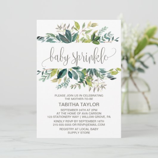Invitation Foliage Bébé saupoudrer (Debout devant)