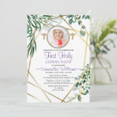 Invitation Foliage botanique Photo Première communion Invitat (Debout devant)