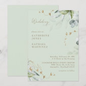 Invitation Foliage Clair Mariage sans Parents (Devant / Derrière)