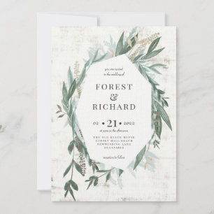 Invitation Foliage classique avec effet or invite de mariage