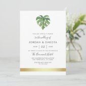 Invitation Foliage d'aquarelle tropicale | Mariage Or moderne (Debout devant)