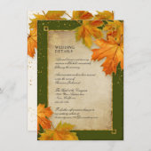 Invitation Foliage d'automne Orange Green Rustic Détails du M (Devant / Derrière)