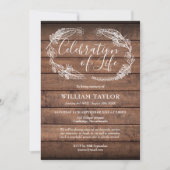 Invitation Foliage de bois rustique Célébration des funéraill (Devant)