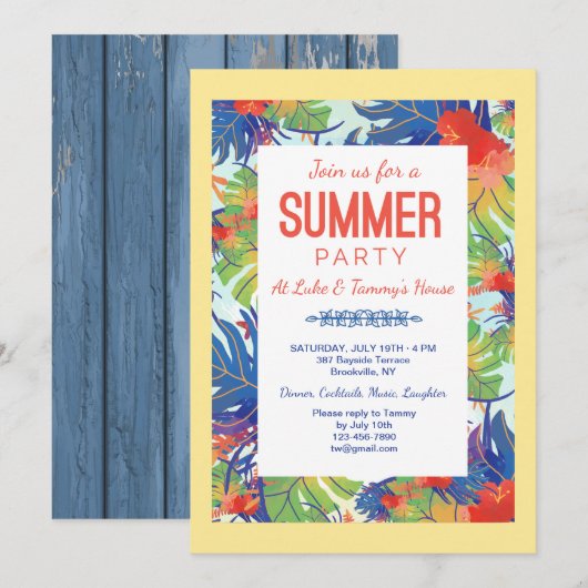 Invitation Foliage de fête d'été (Devant / Derrière)