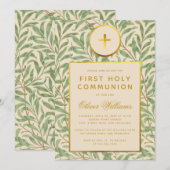 Invitation Foliage de la première communion Faux Or Genre Neu (Devant / Derrière)