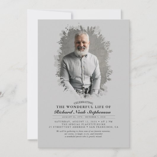 Invitation Foliage de printemps Silhouette Photo funéraire (Devant)