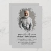 Invitation Foliage de printemps Silhouette Photo funéraire (Devant / Derrière)