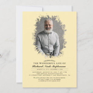 Invitation Foliage de printemps Silhouette Photo funéraire