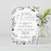 Invitation Foliage d'hiver, Baby shower, Il fait froid dehors (Debout devant)