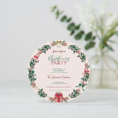 Invitation Foliage d'hiver Noël présente la couronne (Debout devant)