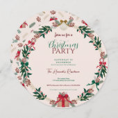 Invitation Foliage d'hiver Noël présente la couronne (Devant / Derrière)