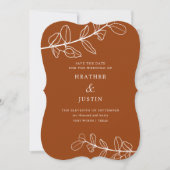Invitation Foliage en terre cuite moderne Enregistrer la date (Devant)