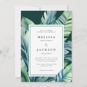 Invitation Foliage exotique Feuille sauvage et tropicale Vert