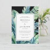 Invitation Foliage exotique sauvage et tropicale Feuille (Debout devant)