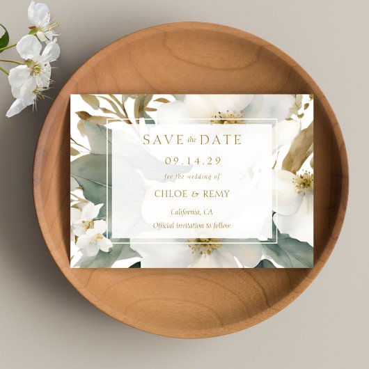 Invitation Foliage Floral Aquarelle Mariage Enregistrer la da