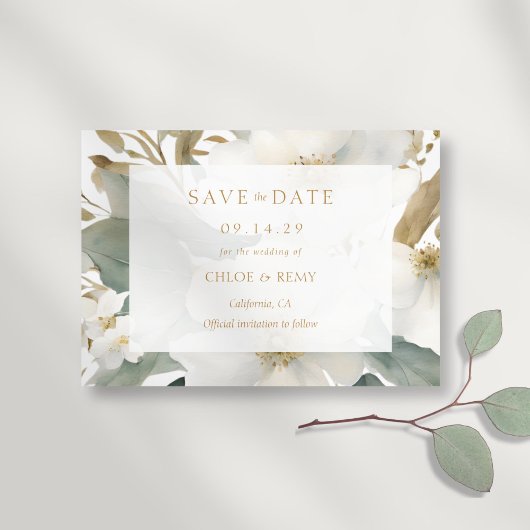 Invitation Foliage Floral Aquarelle Mariage Enregistrer la da